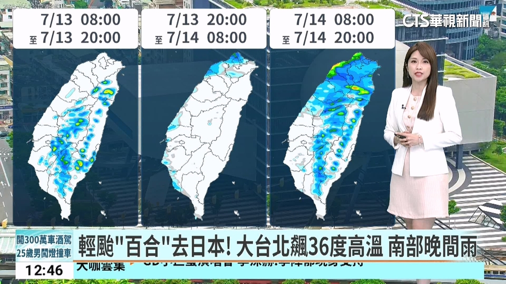 輕颱「百合」去日本！　大台北飆36度高溫　南部晚間雨