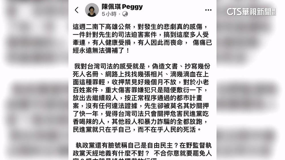 白合體北市5藍委！陳佩琪首公開「反罷」　憂「先生不會被放出」
