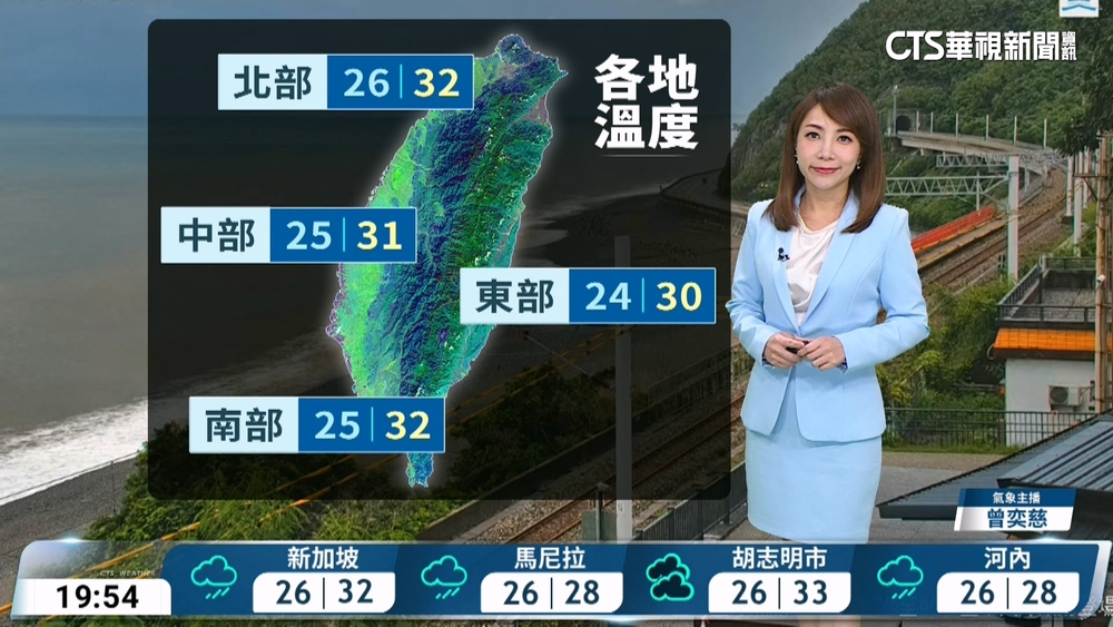 低壓帶影響各地陣雨雷雨　東臺南部雙北山區豪大雨
