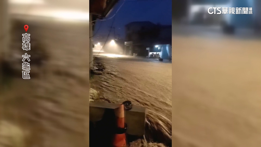 雨彈炸六龜！　和平溪暴漲溢路淹車　馬路滿漂流木