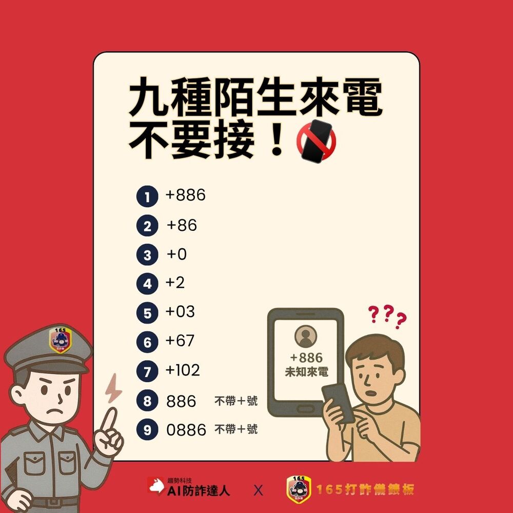陌生來電不要接！看到「9種開頭」要小心　警政署教4招防詐
