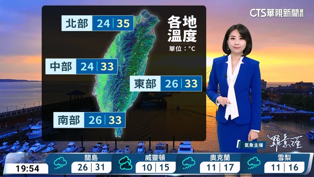 各地大多為多雲到晴 高屏地區及各山區午後雷陣雨