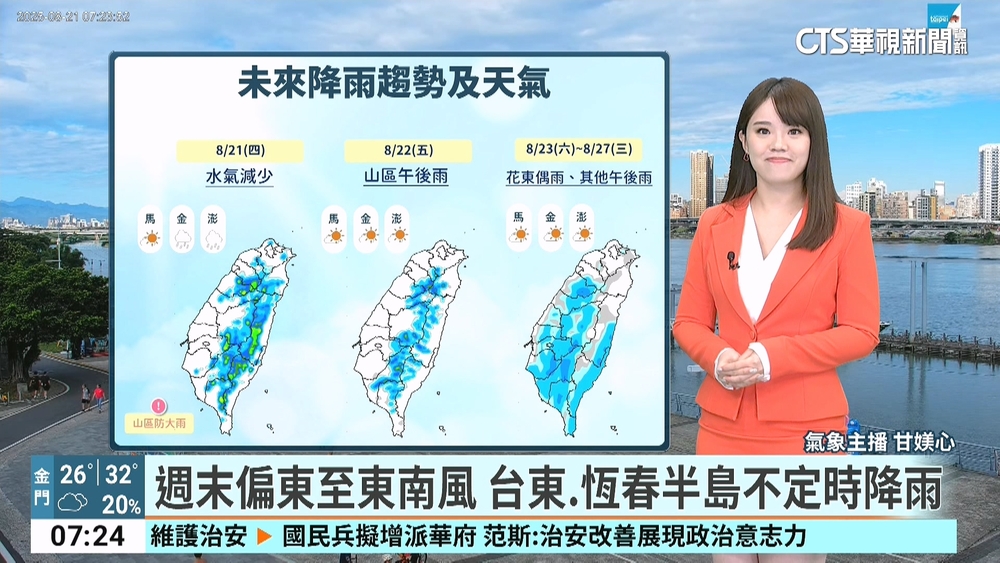 未下雨時炎熱　午後山區需防局部大雨