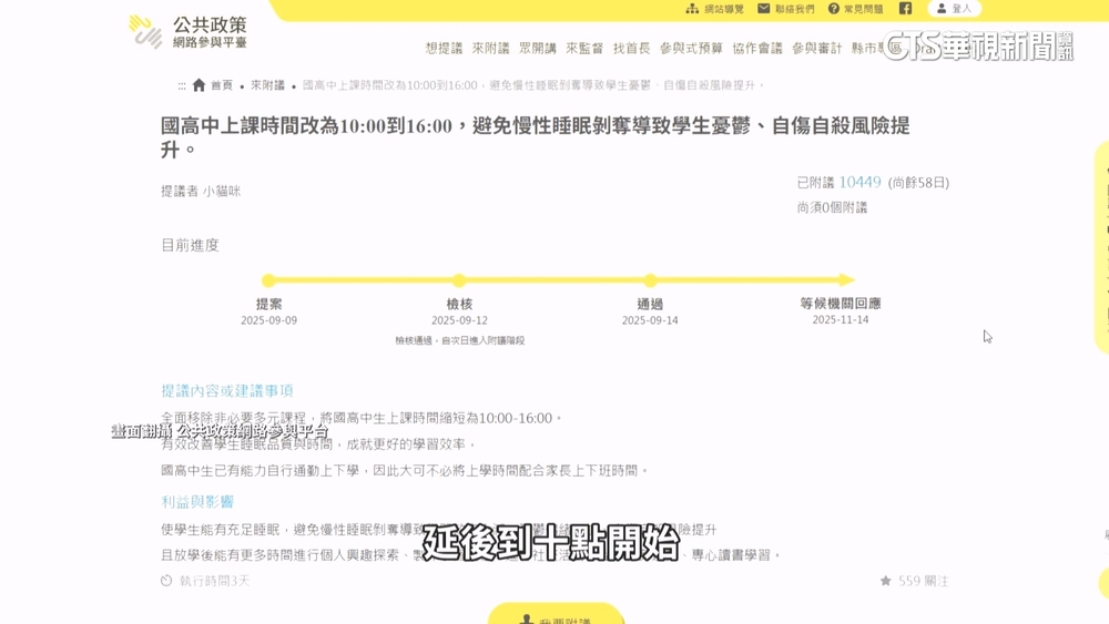 國高中改「十點上課」萬人附議　學生憂：課上不完