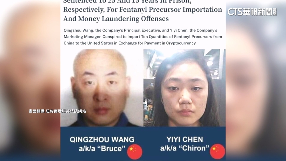 走私芬太尼原料至美　中企負責人重判25年監禁