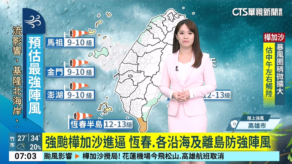 樺加沙颱風影響　防強風豪雨大浪