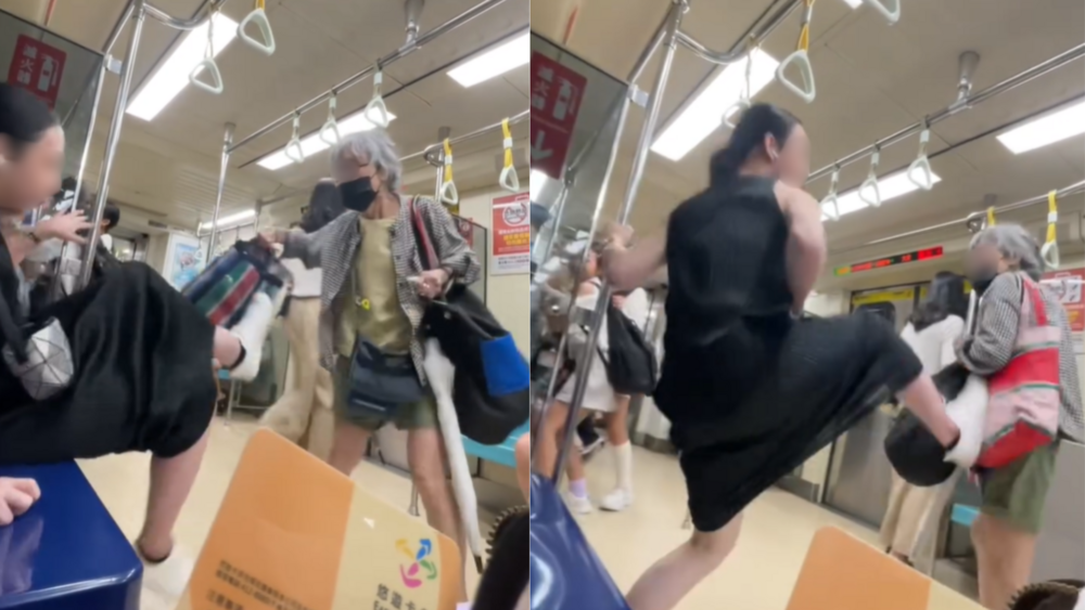 北捷優先席糾紛　婦人要求讓座「揮袋攻擊」反遭男踹飛