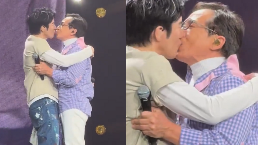 不是AI！　王力宏成龍演唱會上「嘴對嘴親了」