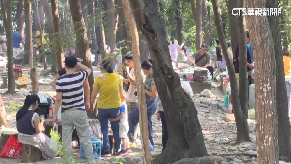 不畏高溫！　高雄澄清湖湧烤肉潮　小型移動冷氣也出場