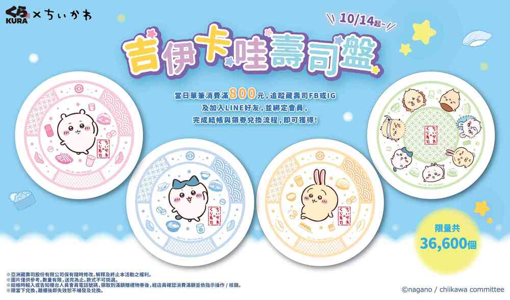 藏壽司ｘ吉伊卡哇滿額贈活動最終回　4款限量「壽司盤」10/14登場