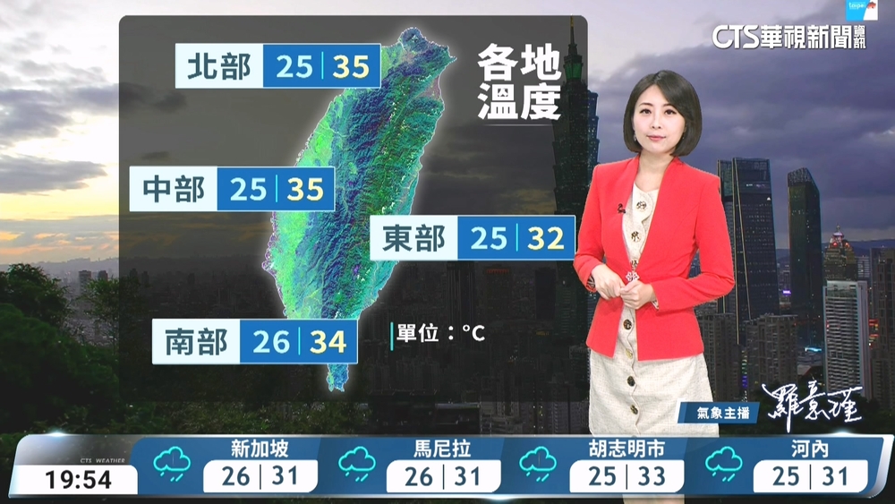 東北風影響　迎風面局部陣雨