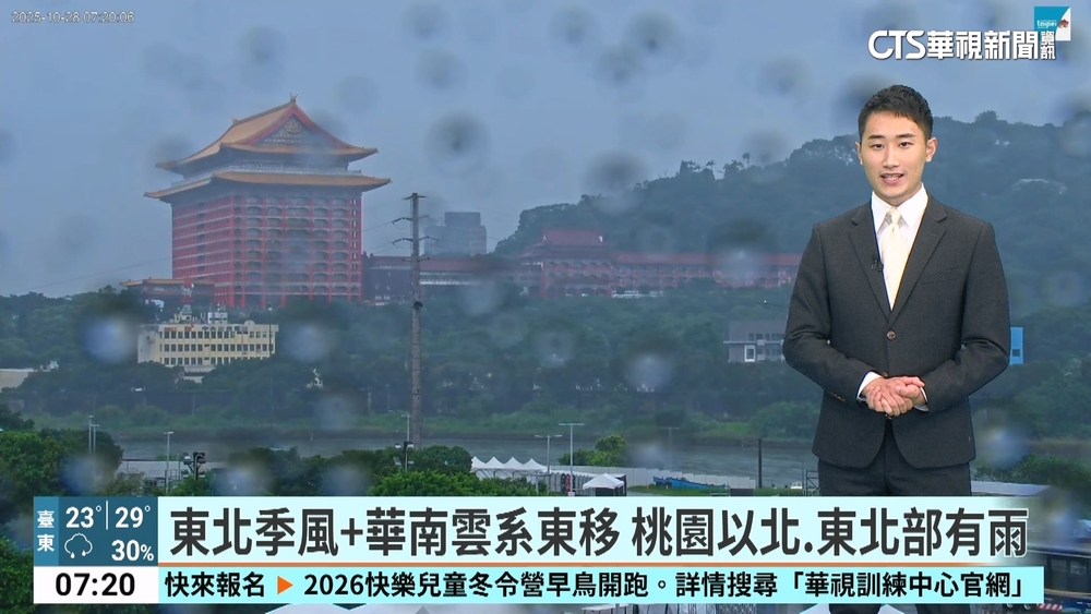 東北季風+華南雲系東移 桃園以北.東北部有雨