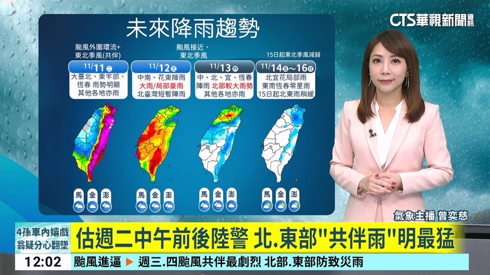 鳳凰北轉！北.東愈晚雨越大　估傍晚海警.明陸警