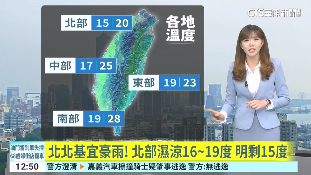 北北基宜豪雨! 北部濕涼16到19度　明剩15度