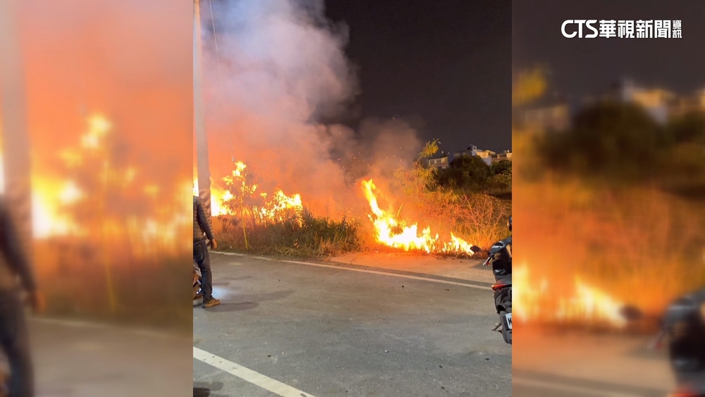 廟宇祈福放煙火好熱鬧　路邊雜草突起火民眾嚇壞