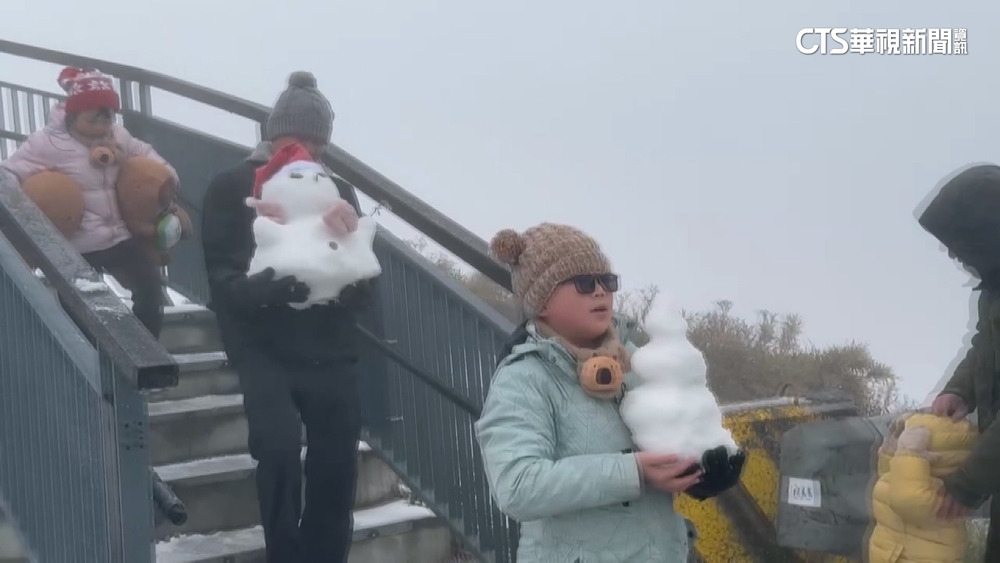 宜蘭太平山體感零下一度　冰霰飄落成雪白美景