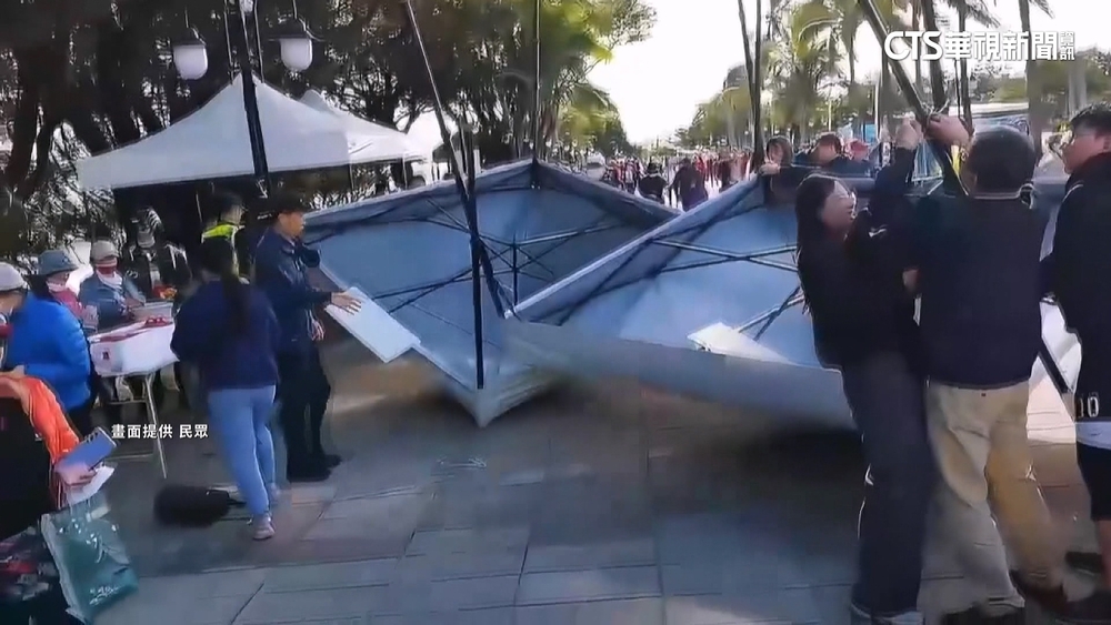 元旦健走濺血！　強風吹翻補給站帳篷.狠砸女子頭