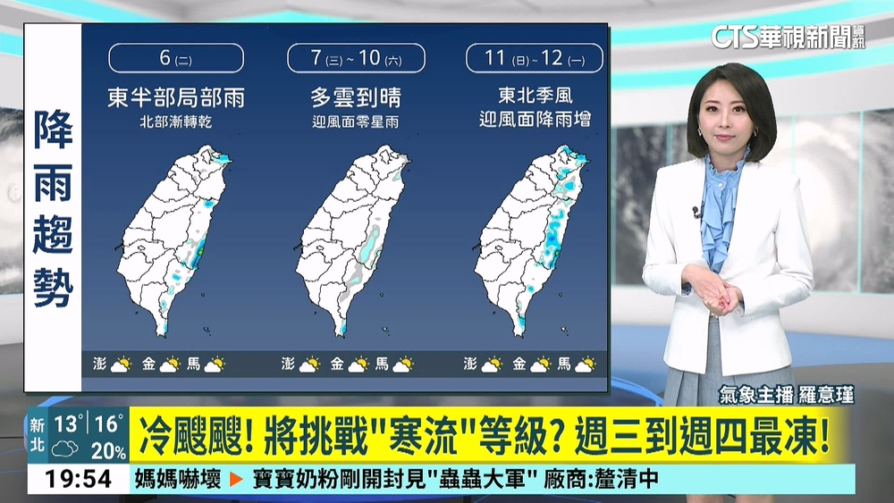 今晚起至明日強烈大陸冷氣團南下　各地轉冷