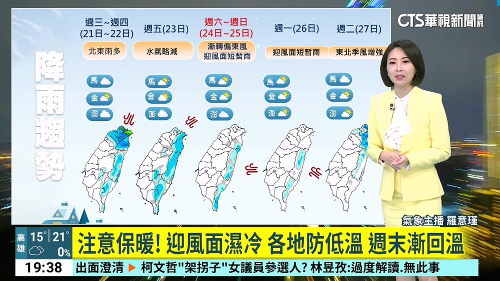 強烈大陸冷氣團影響　中部以北及宜花天氣寒冷